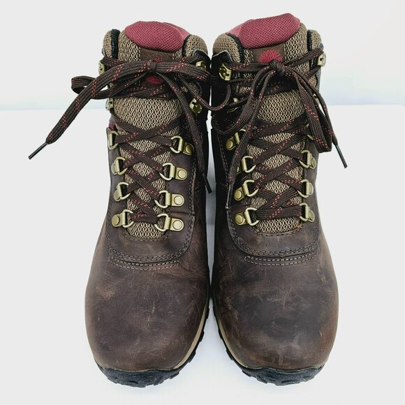 Timberland Womens Norwood Mid Waterproof Boots 11 Brown Leather Hiking Outdoor - Picture 5 of 13